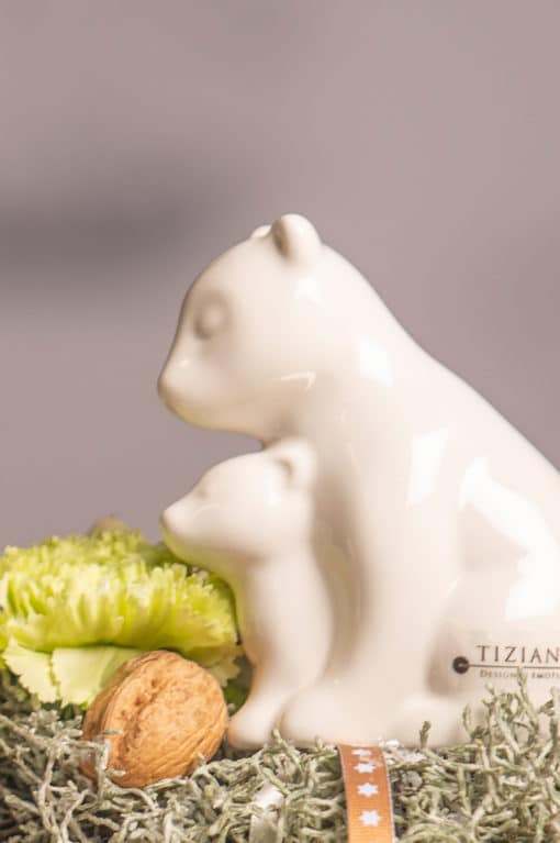 Tiziano Dekofigur Eisbär Benita mit Baby beschützend creme-weiß