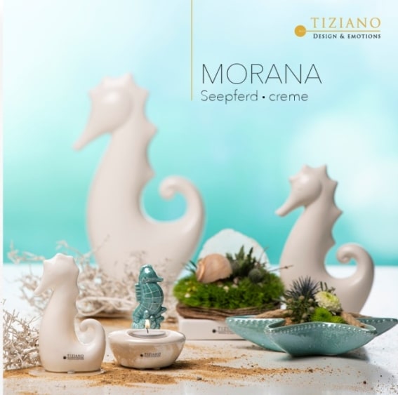 Tiziano Dekofigur Seepferd Morana weiß creme 20,5 cm hoch