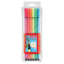 STABILO, Premium-Filzstift, Pen 68, Etui, Neon mit 6 Farben