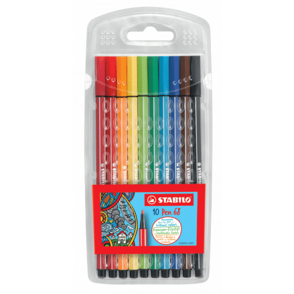 STABILO, Premium-Filzstift, Pen 68, Etui, mit 6 Farben