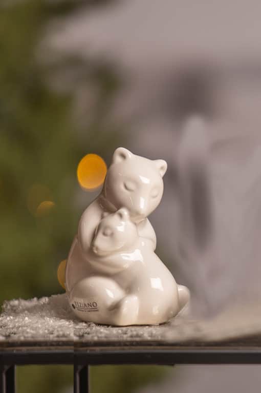 Tiziano Dekofigur Eisbär Benita mit Baby umarmend creme-weiß