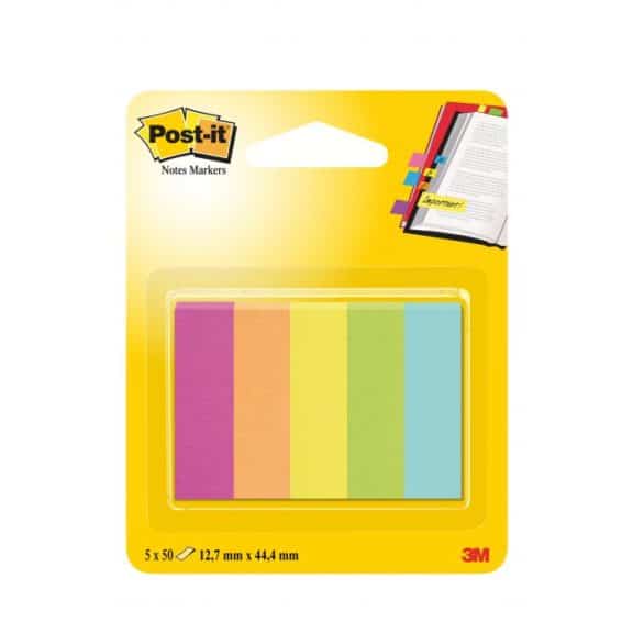 Post-it Haftstreifen Page Marker schmal 12,7 x 44,4 mm farbig sotiert 5 x 50 Blatt
