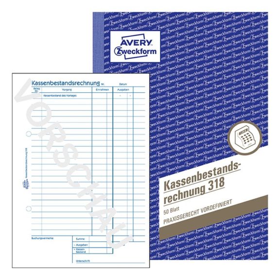 Zweckform Kassenbestandsrechnung, A5, 50 Originale, 50 Blatt