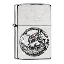 Zippo Feuerzeug chrom gebürstet Dragon Emblem