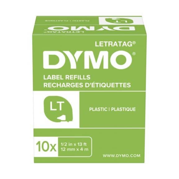 Dymo LT-Band Plastik 12mm x 4m schwarz auf weiss