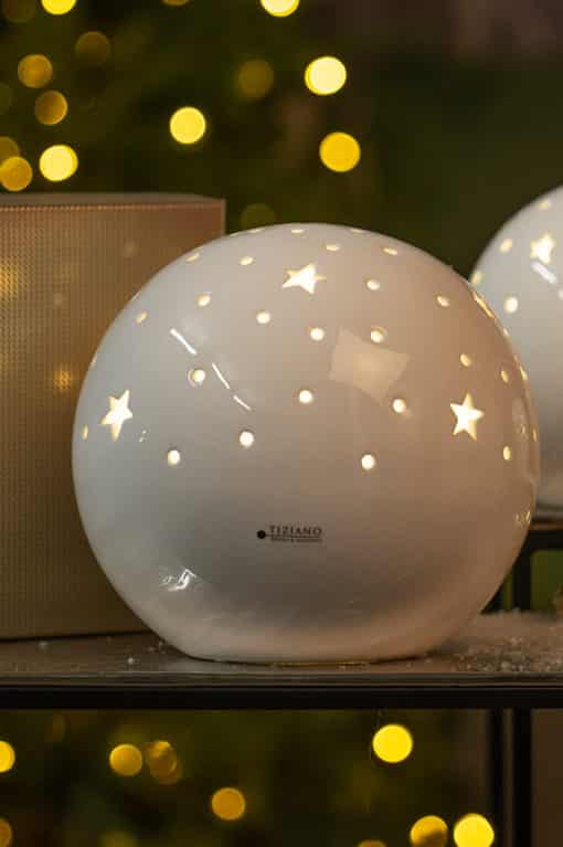 Lichtkugel Padova LED mit Sternen weiß-creme