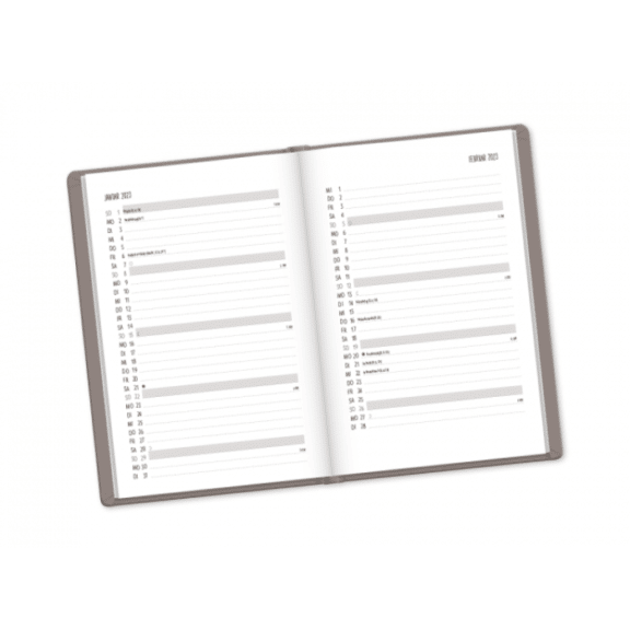 Grafik Werkstatt Terminplaner Lederlook 2023 Taupe FSC Mix, NC-COC-026121