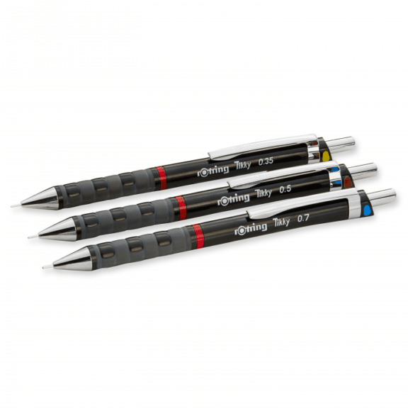 Rotring Druckbleistift Feinminnenstift Tikky M schwarz 3 Set 0,35/0,50/0,70 mm