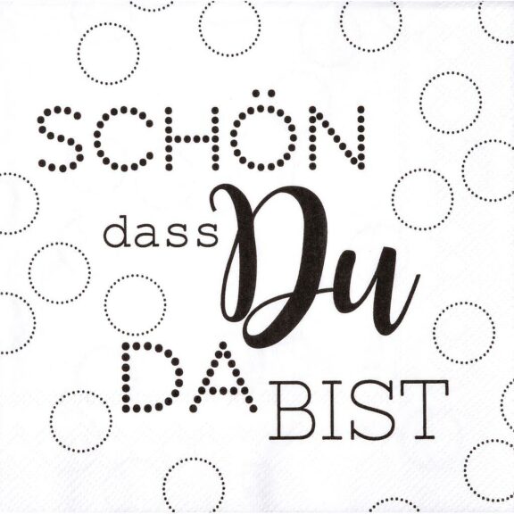 Räder, Serviette "Schön, dass du da bist " weiss