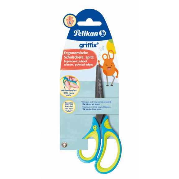 Pelikan Universalschere griffix Schulschere links spitz, Neon Fresh Blue