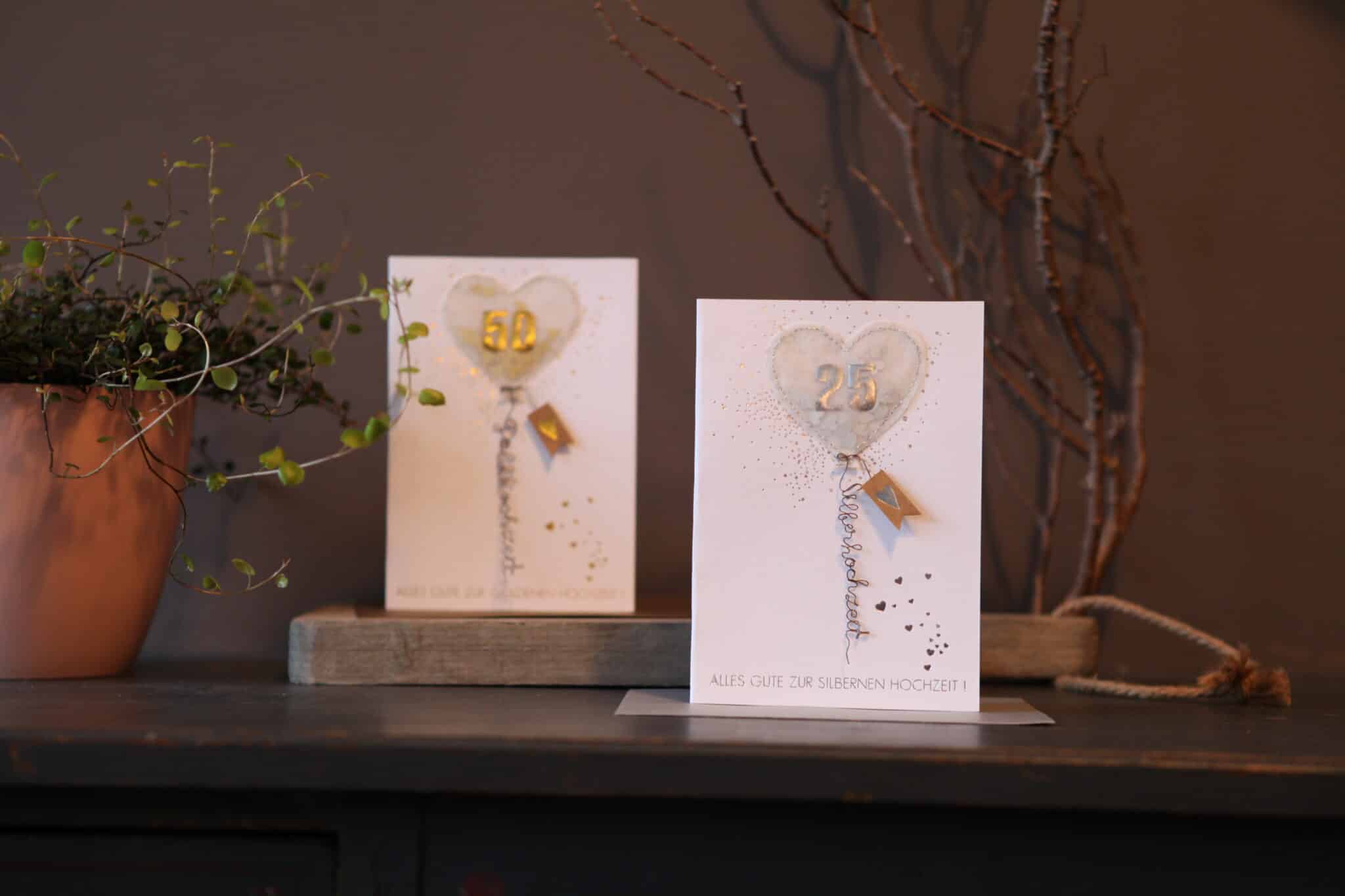 Good old friends, Luftballonkarte "Goldhochzeit"