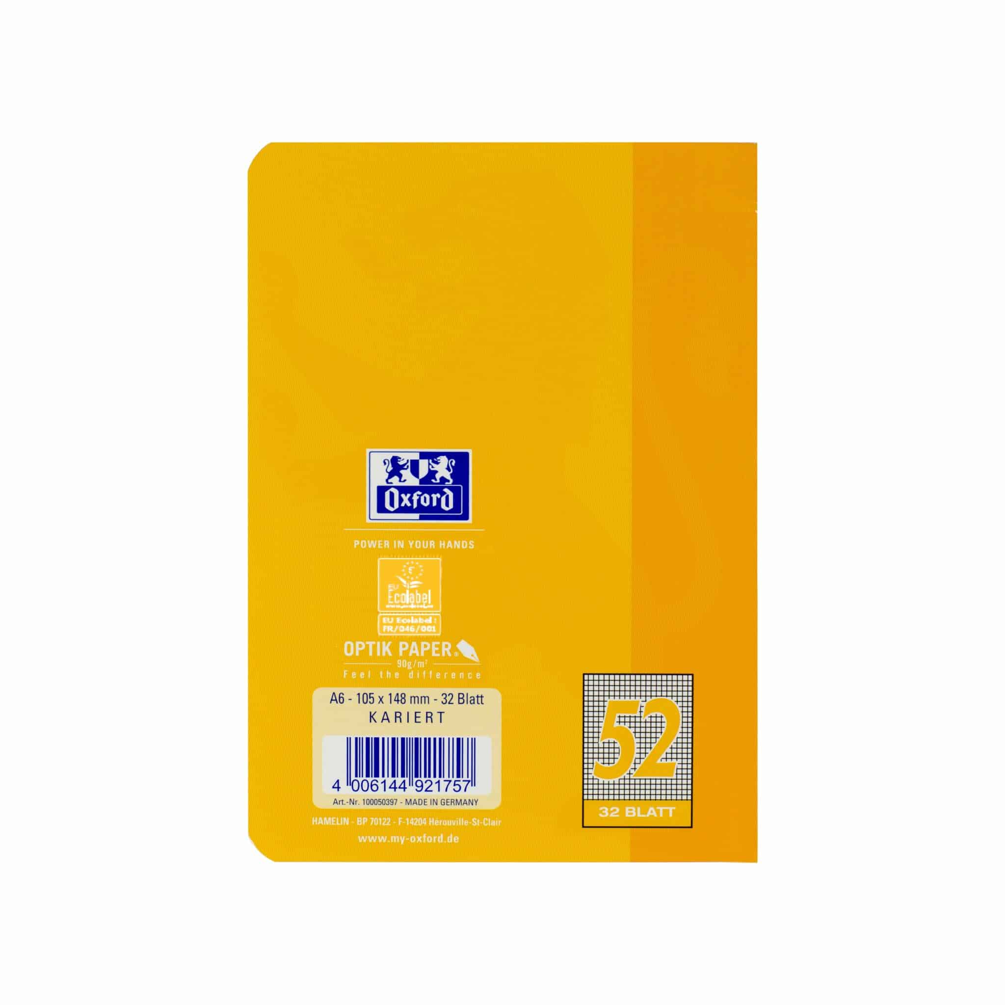 Oxford, Oktavheft A6, 32 Blatt, diverse Farben