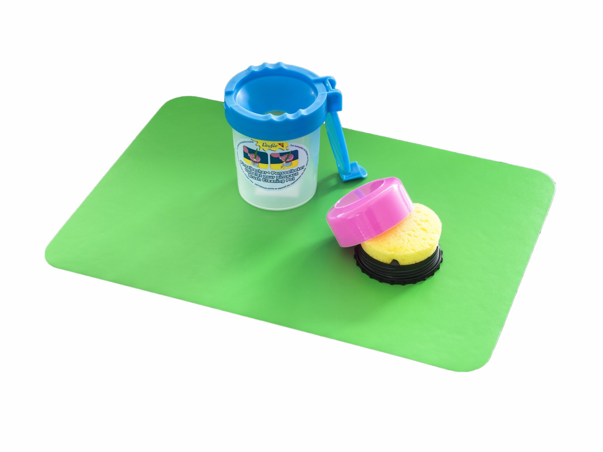 Läufer Pinselbecher, mit Deckel und Auslaufschutz, rund, Ø 7 cm