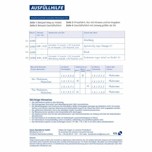 Zweckform Fahrtenbuch, für PKW, A5, 80 Seiten für 858 Fahrten