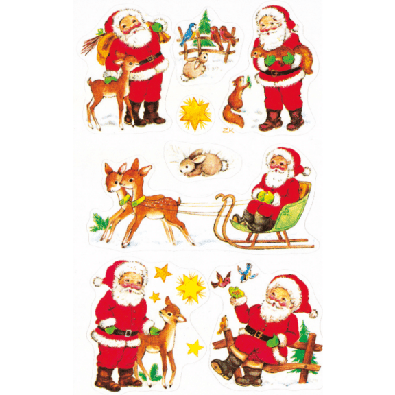 Design Weihnachtssticker, Papier, Weihnachtsmänner, bunt, 15 Aufkleber