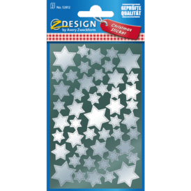 Design Weihnachtssticker, Glanzpapier, Sterne, silber, 96 Aufkleber