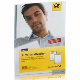 Versandtaschen C4 weiß mit Fenster haftklebend 10 Stück