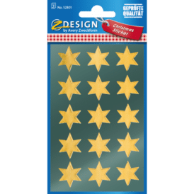 Design Weihnachtssticker, Glanzpapier, Sterne, gold, 30 Aufkleber