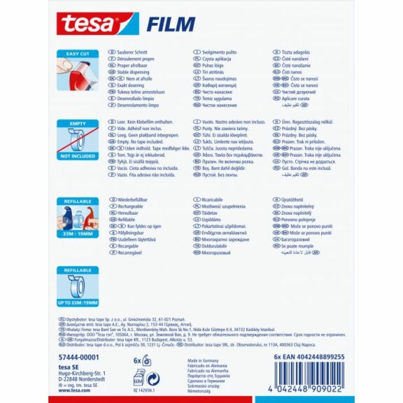 Tesa Easy Cut Handabroller 33m : 19 mm, rot-blau