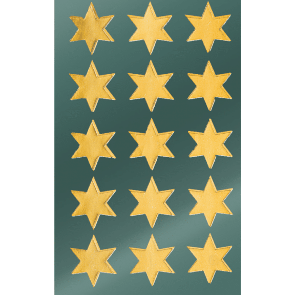 Design Weihnachtssticker, Glanzpapier, Sterne, gold, 30 Aufkleber