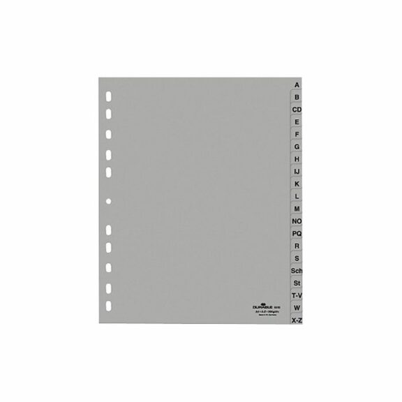 Durable Register, PP, A - Z, grau, DIN A5 volldeckend, 148/163 x 210 mm, 20 Blatt