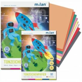 Milan Tonzeichenpapier A4, 130 g, 20 Blatt, 10 Farben