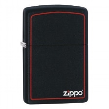 Zippo Feuerzeug schwarz matt Zippo Logo Border