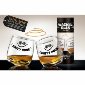 Gilde 2tlg. Set, Wackelglas, "Happy Hour"