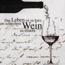 Räder Poesie et Table Vino Weinserviette "Das Leben ist zu kurz"