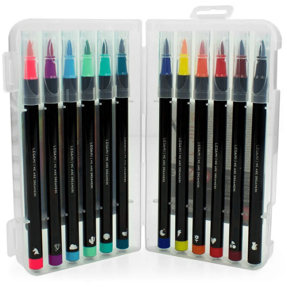 Legami Set mit 12 Pinselstiften - Brush Markers "Bright"