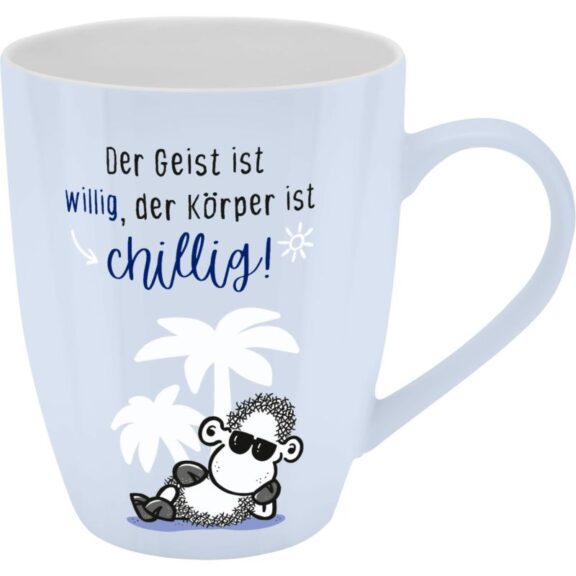 Sheepworld Becher "Der Geist ist willig, der Körper ist chillig"