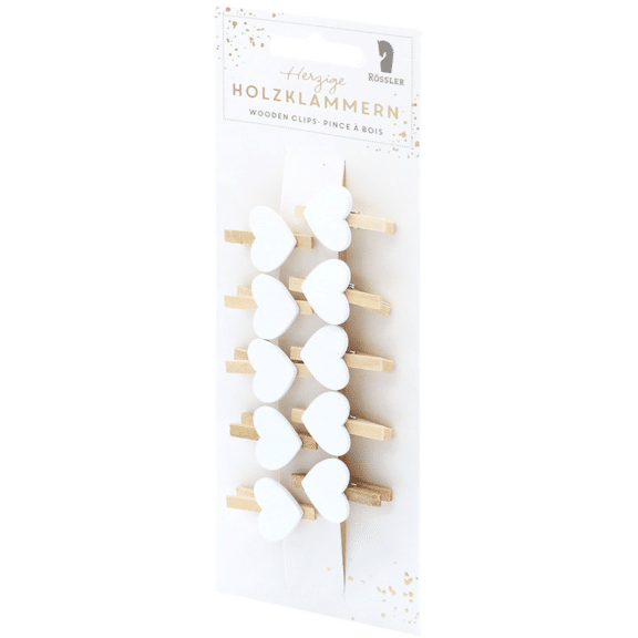 Rössler Herzige Holzklammern - 10 Sück, 3 mm