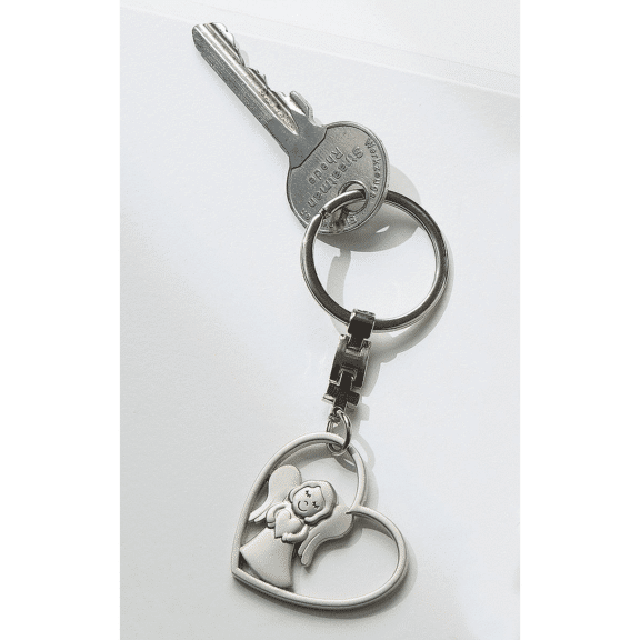 Gilde Schlüsselanhänger, "Herzengel", Metall, silberfarben