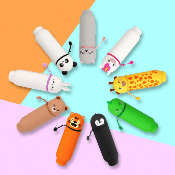 Legami 2-in-1-Federmäppchen aus Silikon - Kawaii "Teddy Bear"