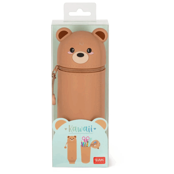 Legami 2-in-1-Federmäppchen aus Silikon - Kawaii "Teddy Bear"