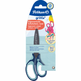 Pelikan Schulschere Griffix Schere rund, blau Rechtshändermodell auf Blisterkarte