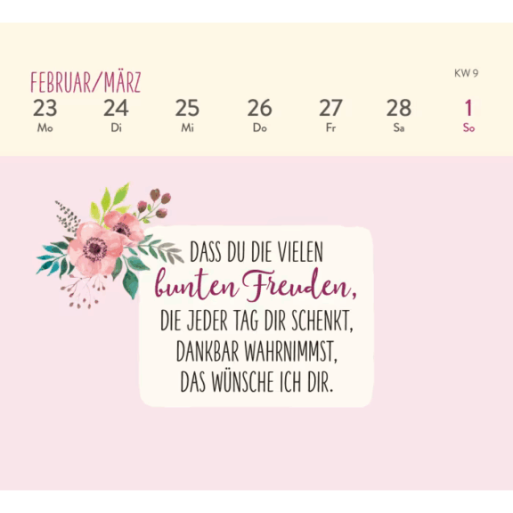 Groh Mini-Wochenkalender 2026: Herzenswünsche für dich