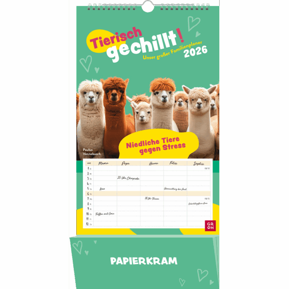Groh Familienkalender 2026: Tierisch gechillt!