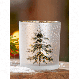Gilde Windlicht zylindrisch "Tanne" 8 cm hoch