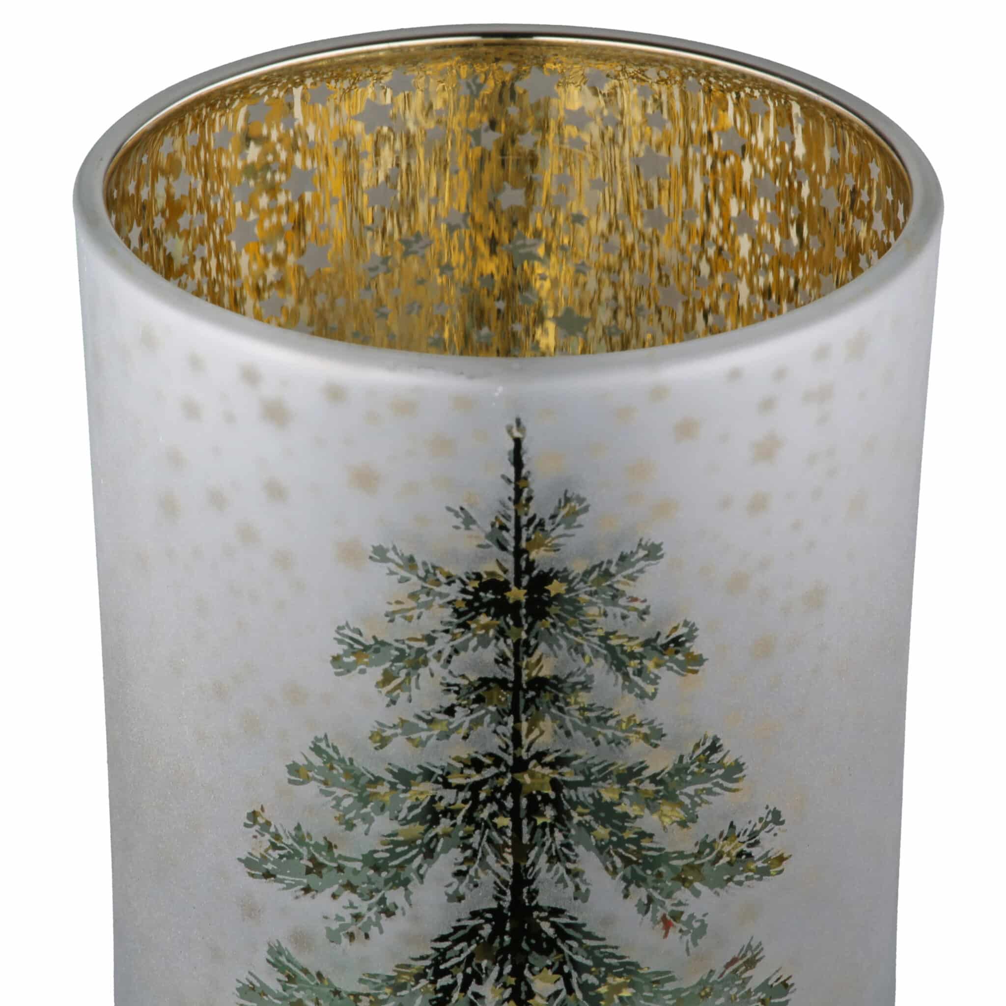Gilde Windlicht zylindrisch "Tanne" 8 cm hoch