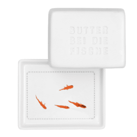 Räder, Butterdose groß "Butter bei die Fische"