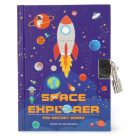 Legami, Geheimes Tagebuch mit illustriertem Hardcover und Vorhängeschloss "Space"