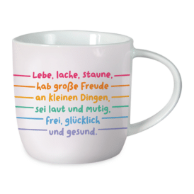 Grafik Werkstatt, Gute Laune Tasse "Lebe, lache, staune"