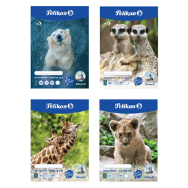 Pelikan, A4 gehefteter Zeichenblock, blanko, 10 Blatt, Tier-Motive