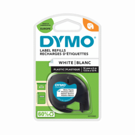 Dymo LT-Band Plastik 12mm x 4m schwarz auf weiss