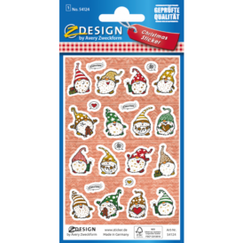 Design Weihnachtssticker, Papier, Wichtel, bunt, 23 Aufkleber