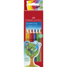 Faber Castell, Farbstift Colour Jumbo GRIP, 6 Farben sortiert im Kartonetui