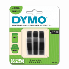 Dymo Prägeband 3er-Blister 9mm x 3m glänzend schwarz