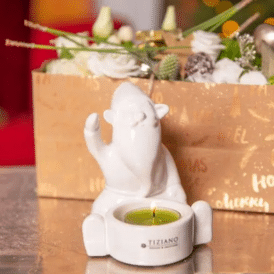Tiziano Teelicht Santa Joelo sitzend weiß-creme