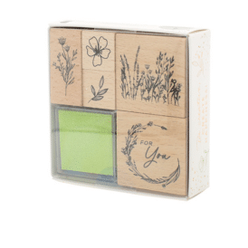 Rössler Stempelset Blume - 5 Stempel + 2 Stempelkissen